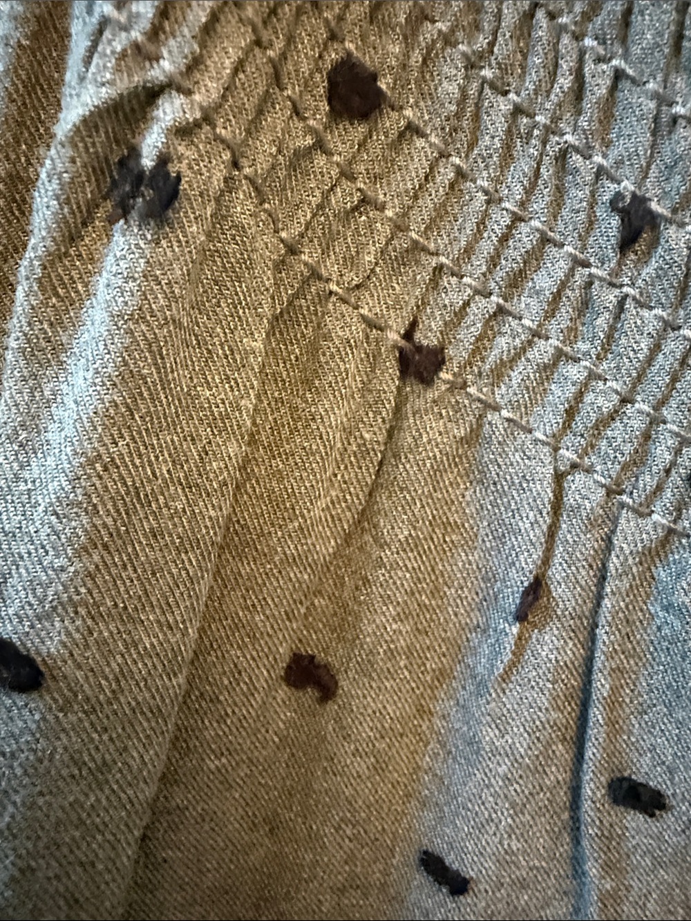 LOFT Gray Polka Dot Smocked Yoke Button-Front Blouse - Picture 3 of 5